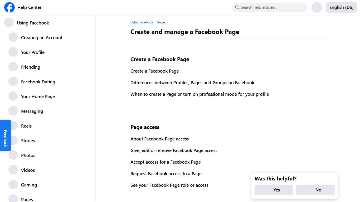 Create and manage a Facebook Page Facebook Help Center